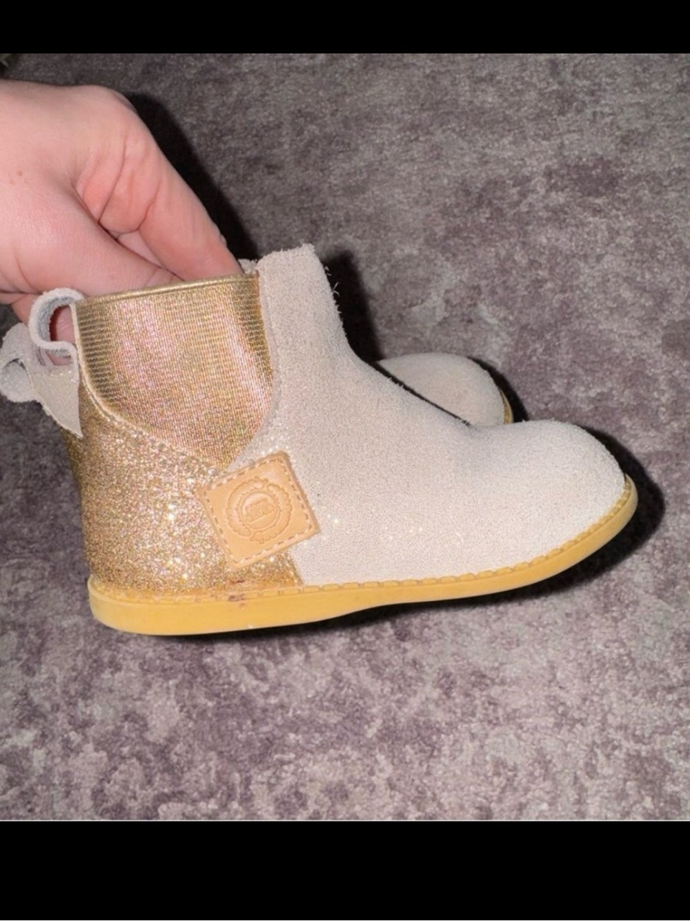 Livie & Luca Girls 8 Tan Gold Sparkly Booties Boots Shoes